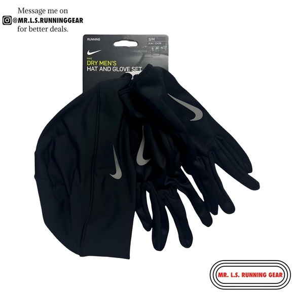 Nike Dri-FIT Running Hat & Glove Set NRC37082 - Picture 2 of 7